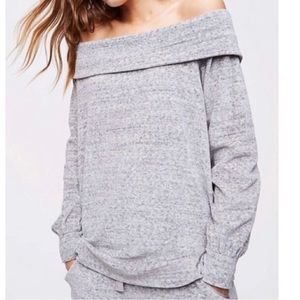 Off the shoulder - velour sweater top shirt